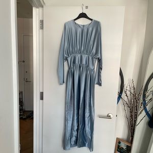 Deitas gathered silk satin maxi dress
